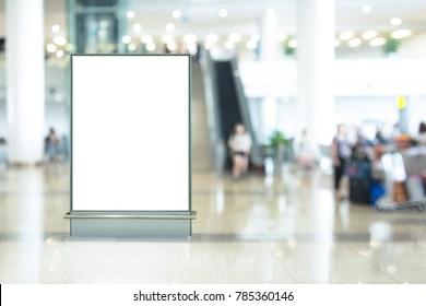 Blank Advertising Billboard In The Airport And Background Blur