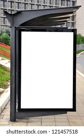 Blank Advertising Billboard Or Poster On Bus And Tram Stop