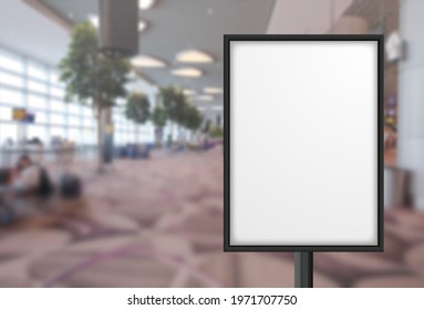 Blank advertising poster banner mockup in modern airport retail environment; large digital lightbox display screen. Billboard, poster, out-of-home OOH media display space - Shutterstock ID 1971707750