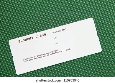 Blank Airline Boarding Pass On Green Background