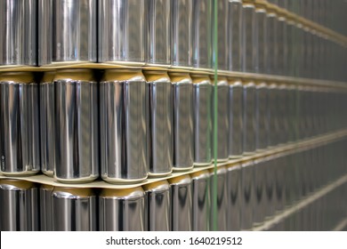 Blank Aluminum Beer Cans All Stacked Up And Ready For Shipment