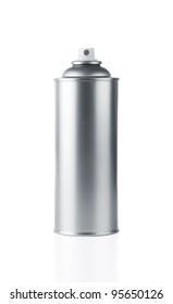 Blank Aluminum Spray Paint Can Over White Background