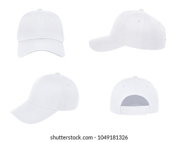 Blank baseball cap 4 view color white on white background - Shutterstock ID 1049181326