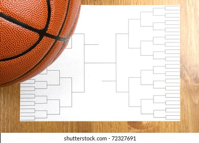 A Blank Basketball Tournament Bracket And A Basketball