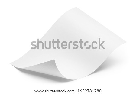 Blank bended paper sheet, isolated on white background