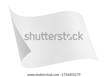 Blank bended paper sheet, isolated on white background