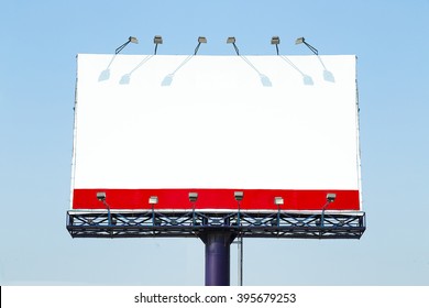 Blank big billboard over blue sky background, put your text here