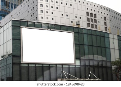 Blank Big Billboard White LED Screen On The Building.