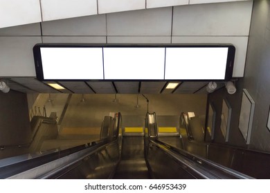 Blank billboard for advertising in subway station