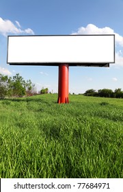 	 Blank billboard against blue sky, put your own text here