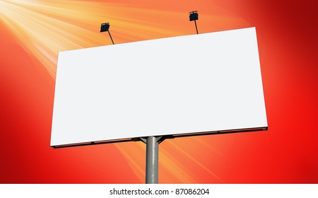 Blank billboard against orange sky, put your own text here