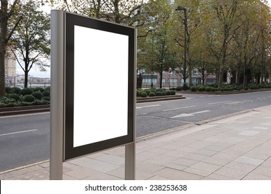 Blank Billboard In Bus Stop, Great Copy Space For Your Design, Shot In London, United Kingdom, Uk