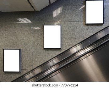 Blank Billboard Located In Subway For Advertising Mockup Concept.