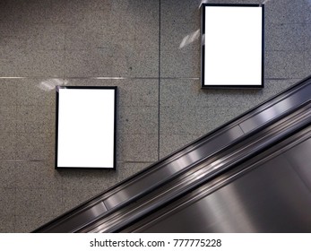 Blank Billboard Located In Subway For Advertising Mockup Concept.