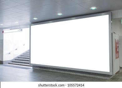 Blank billboard located in underground hall