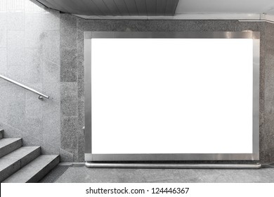 Blank Billboard Located In Underground Hall