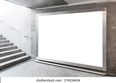 Blank Billboard Located In Underground Hall