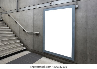 Blank Billboard Located In Underground Hall, London, United Kingdom, Uk