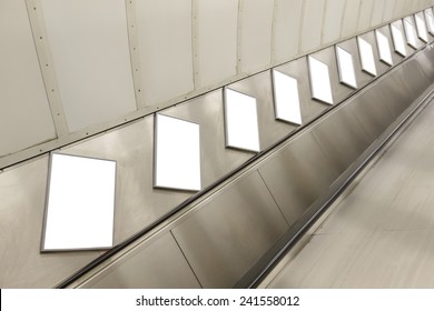 Blank Billboard Located In Underground Hall, London, United Kingdom, Uk