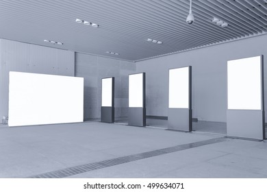 Blank Billboard Located In Underground Hall