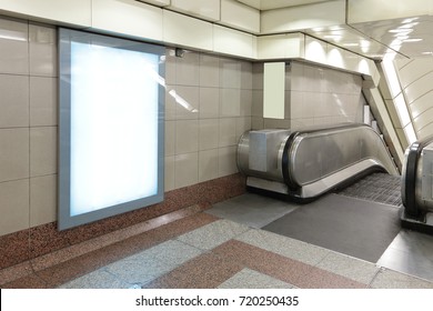 blank billboard in metro subway for copy space