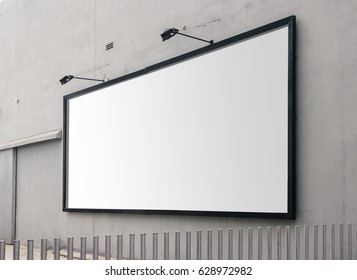 Blank Billboard Mock Up In The City Of Javea. Use This Photo Day Mockup For Your Outdoor Design.