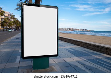 Blank Billboard Mock Up Next To The Beach