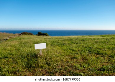 Blank Billboard Mock Up In An On Sale Property In Front Of The Sea