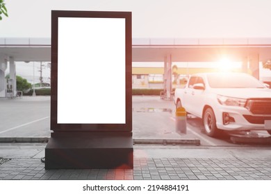 Blank Billboard Mockup At Empty Parking Lots Outdoors. Advertising, Public Information Board Concept.