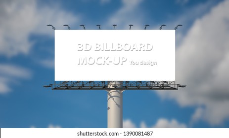 Blank billboard mockup outdoor advertising at blue sky with clouds background. Space available for advertising ro your design. psd