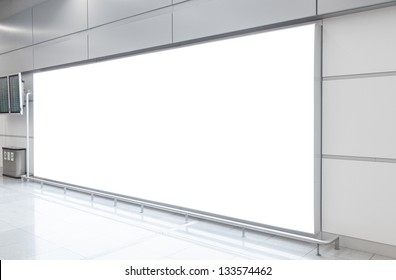 Blank Billboard In Modern Underground Hall