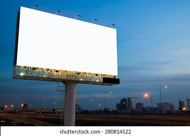 Blank billboard for new advertisement, twilight time