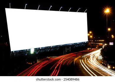 Blank Billboard Night Time Advertisement Street Stock Photo 254089486 ...