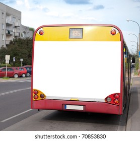 Blank Billboard On Back Of A Bus For Your Advertisement