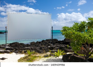 Blank Billboard On The Beach