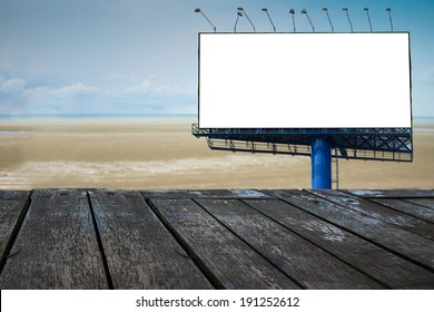 Blank Billboard On The Beach For Advertisement