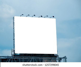 Blank Billboard On Blue Sky Background For New Advertisement