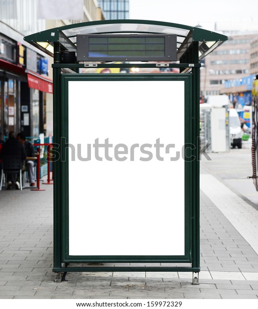Blank billboard on city bus\
station