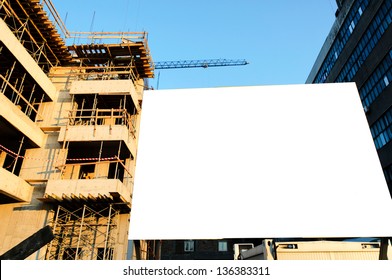 Blank Billboard On The Construction Site