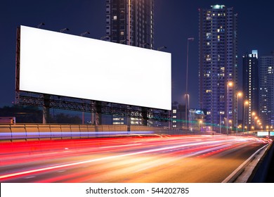 Blank Billboard On Light Trails Street Stock Photo (Edit Now) 543485137