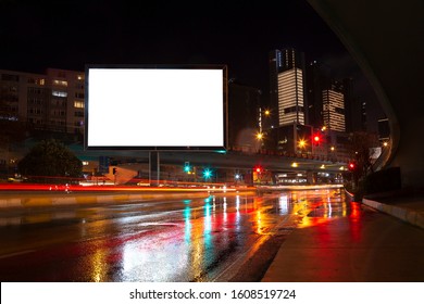 Blank Billboard On Night Street