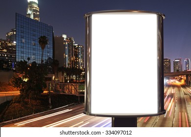 Blank Billboard On Night Street Road, Mock Up