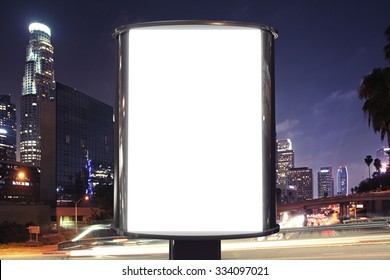 Blank Billboard On Night Street, Mock Up