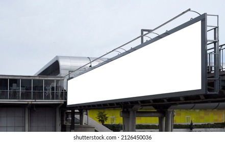 Blank Billboard On Overpass, Front View