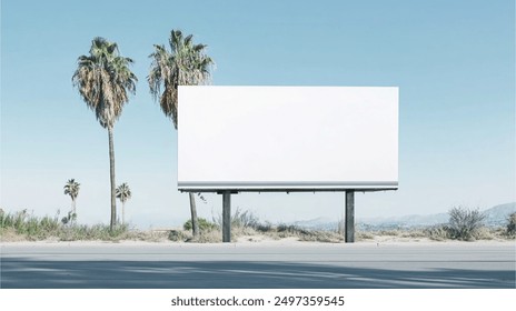 blank billboard on the side of the highway. Mock up advertising