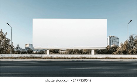 blank billboard on the side of the highway. Mock up advertising