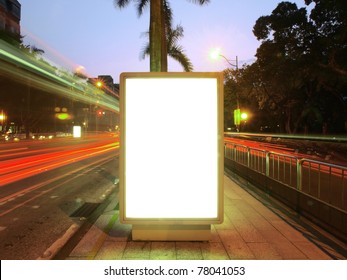 Blank Billboard On Sidewalk