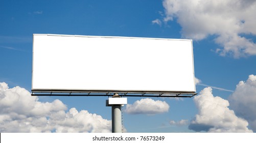 Blank Billboard On Wide Blue Sky For Your Advertisement