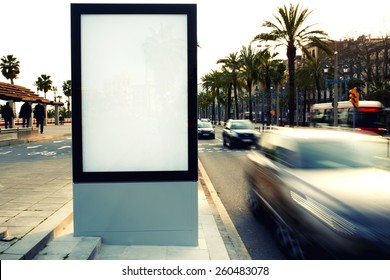 Blank billboard outdoors, outdoor advertising, public information board on city road, filtered image, cross process - Shutterstock ID 260483078