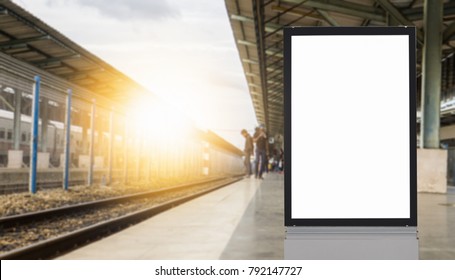 Blank Billboard Posters At Train Station.